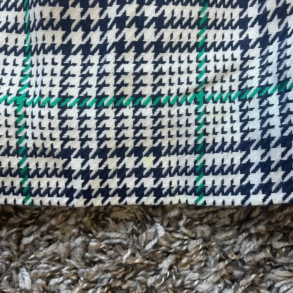 Vintage Midi Skirt Size 12 Black White Green Houndstooth Preppy Academia 80s 90s